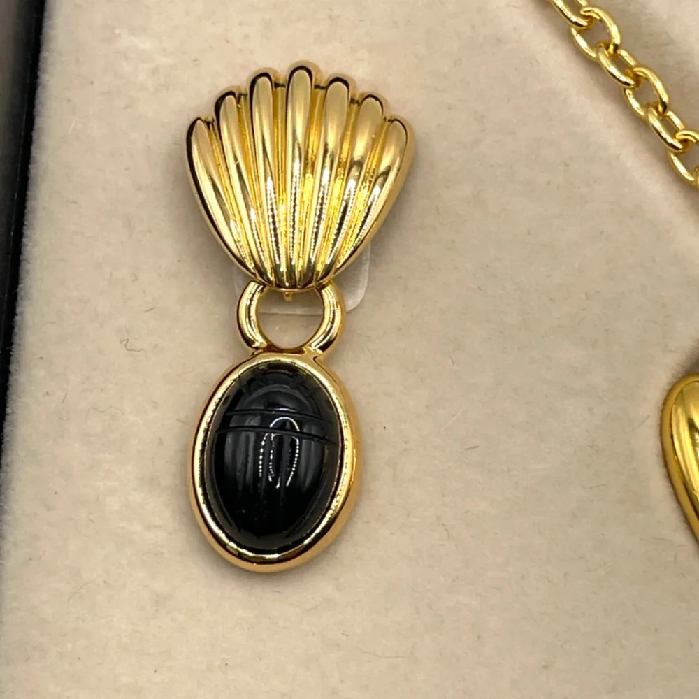 Weingeroff Signed QVC Interchangeable Pendant Pierced Earrings Scarab Set With B - Picture 4 of 12